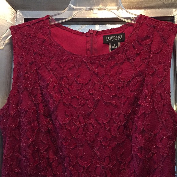 Enfocus Studio burgundy lace dress size 6 - Picture 1 of 6